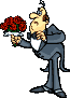Marié avec un bouquet de roses